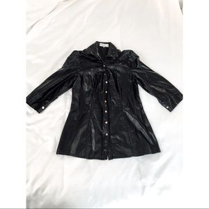 House of CB Faux Leather Button Top